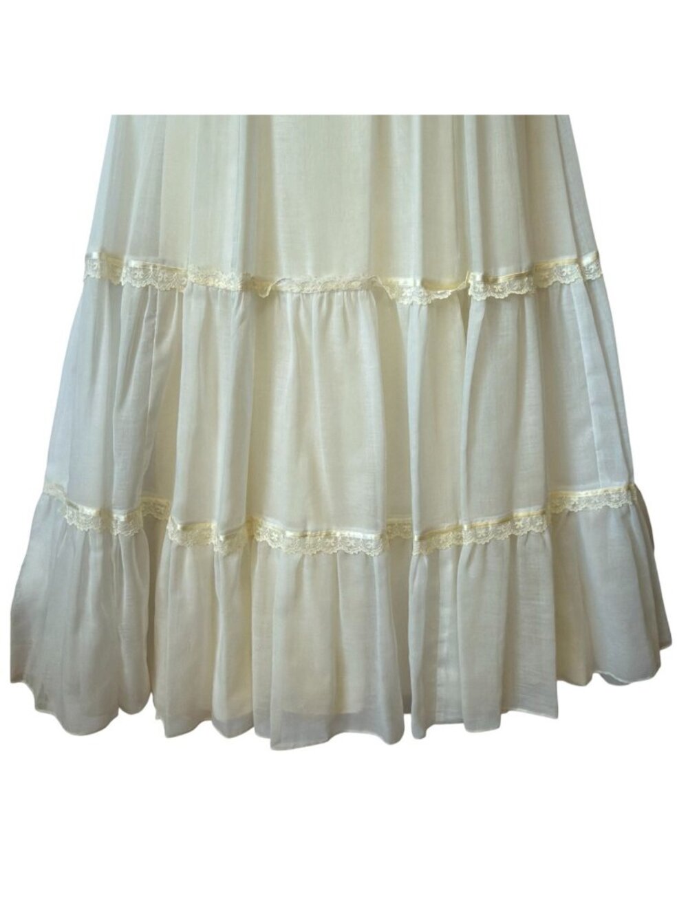 Vtg Candi Jone Maxi Dress Size S Gunne Sax Styled Prairie Lined Tiered Skirt 70' - Picture 7 of 16